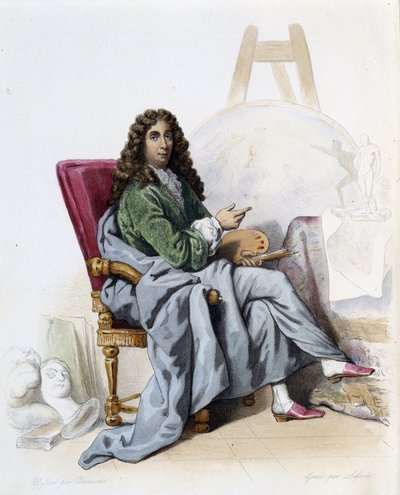 Charles Lebrun (Le Brun) (1619-1690) fransk målare och dekoratör - i "" Le Plutarque francais"", av Mennechet, Paris av French School