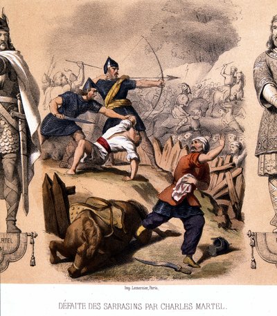 Charles Martel besegrade saracenerna vid Poitiers, 732. av French School