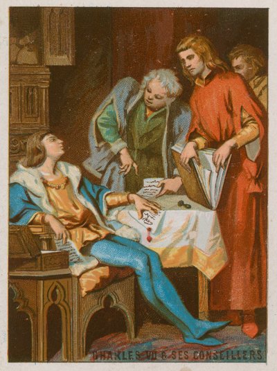 Karl VII med sina rådgivare av French School