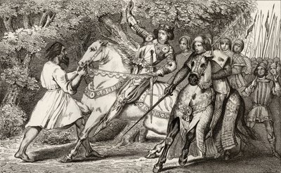 Charles VI (1368-1412) den galne får besked om ett bakhåll i skogen nära Angers, från 