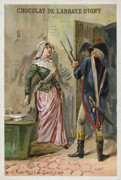 Charlotte Corday, mördare av den franska revolutionära jakobinska ledaren Jean-Paul Marat av French School