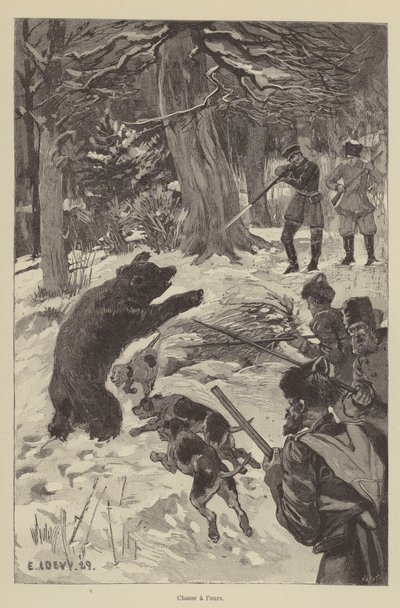 Bear Hunt (gravyr) av French School