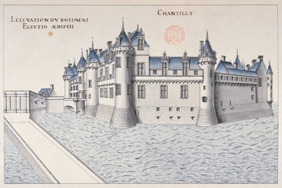 Chateau de Chantilly (penna & bläck och wc på papper) av French School