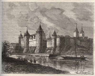 Chateau de Josselin - Morbihan en Bretagne - gravyr i "La France illustree: geografi, historia, statistisk administration" av V.A. Malt-brunt. 1884 av French School