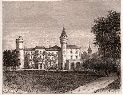 Chateau de Lamartine - 71520 Saint Point - gravyr i "La France illustree: geografi, historia, statistisk administration" av V.A. Malt-brunt. 1884 av French School