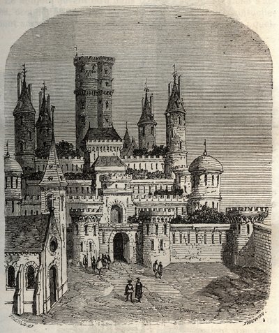 Chateau de Montlhery - slottfort i kommunen Montlhery, i det antika landet Hurepoix - gravyr i "Histoire de France" av Victor Duruy (1811-1894) - 1882 av French School
