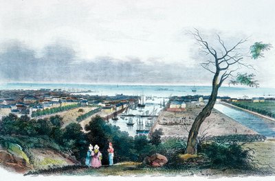 Cherbourg, Normandie (färggravyr) av French School