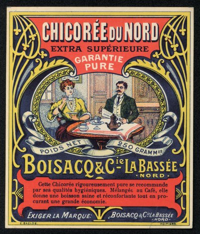 Chicoree du Nord, Boisacq och Cie la Bassee, annons (färg litho) av French School