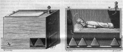Barnkuvös av Dr Alfred Auvard (1855-1940), enligt den apparat som används på förlossningsavdelningen, till vänster, utvändigt, till höger inifrån. i "La Nature. Revue des sciences et de ses applications aux arts et à l