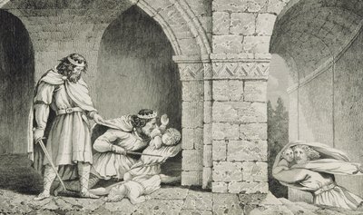 Childebert I (c.498-588) vid mordet på hans bröders arvingar, från 