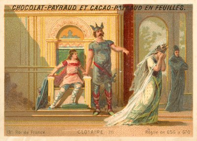 Chlothar III, frankisk kung av Neustrien och Bourgogne (chromolitho) av French School