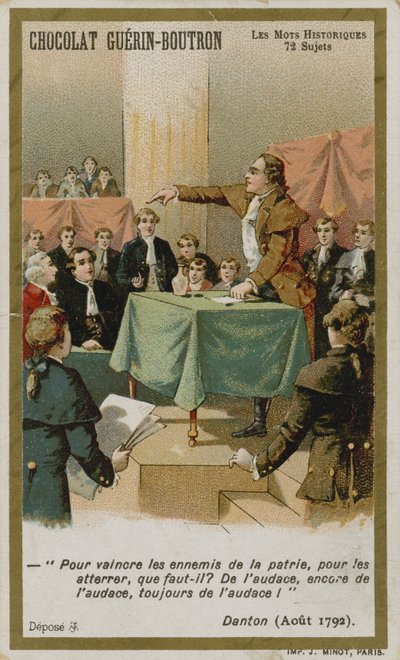 Chocolat Guerin-Boutron handelskort, Historic Words-serien av French School