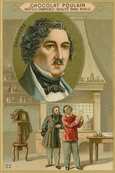 Choklad Poulain handelskort, Louis Daguerre av French School