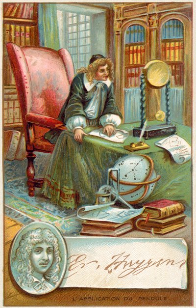 Christiaan Huygens, holländsk matematiker och vetenskapsman (chromolitho) av French School