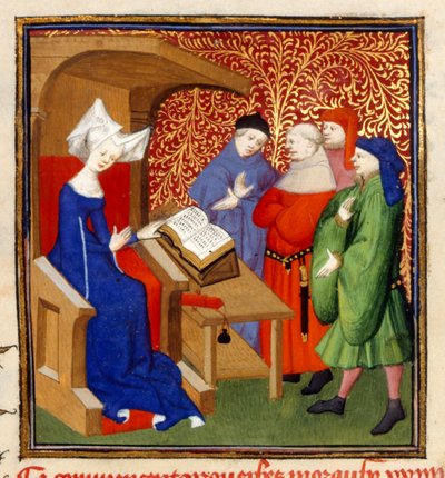 Christine instruerande, MS Harley 4431, f.259v, Frankrike, c.1410-14 (färg på pergament) av French School