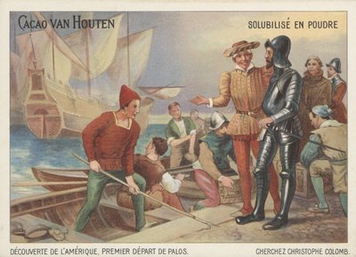 Christopher Columbus ger sig av från Palos på sin resa för att upptäcka Amerika av French School