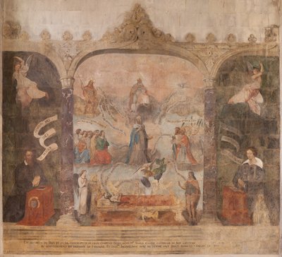 Kyrka (S:t Johannes Döparens kyrka). Interiör. Kapellet Saint-Fursy. Väggmålningar. Förhärligandet av Maria (fresk känd som den goda döden). Börja 1600-talet. av French School