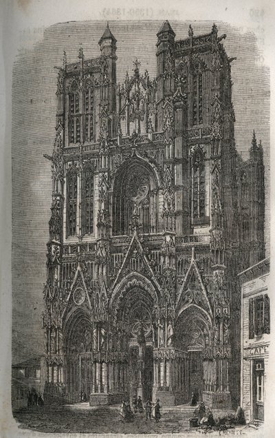 Kyrkan Saint-Vulfran (Saint Vulfran) tidigare collegiale i Abbeville i departementet Somme i Frankrike - gravyr i "Histoire de France" av Victor Duruy (1811-1894) - 1882 av French School
