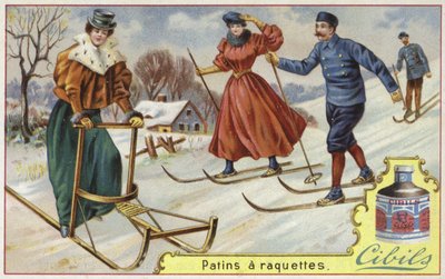 Cibils-kort med skidåkning och pulka av French School