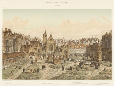 De oskyldigas kyrkogård, 1550 av French School