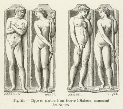 Cippus i vit marmor hittad vid Maisons, monument des Nautes av French School