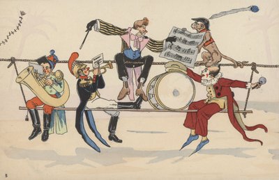 Cirkusscen, från en uppsättning sammankopplade vykort (färg litho) av French School