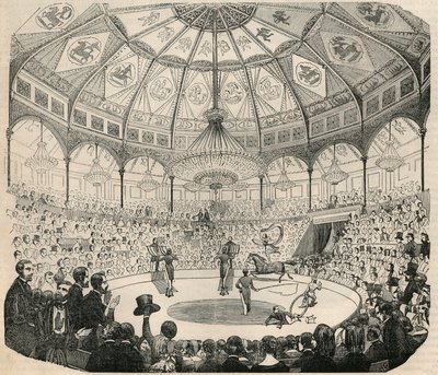 Cirque national des Champs Elysees på 1800-talet - Gravyr i "Tableau-de-Paris" av Edmond Texier 1852 av French School