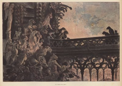 City on Fire (färg litho) av French School