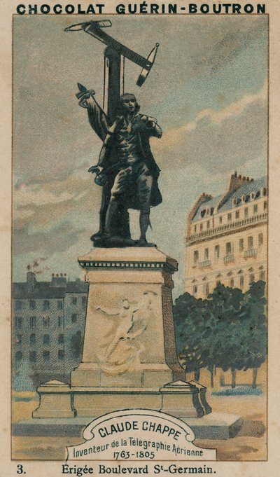 Claude Chappe, uppfinnare av Aerial Telegraph, 1763-1805, Erigee Boulevard St-Germain av French School