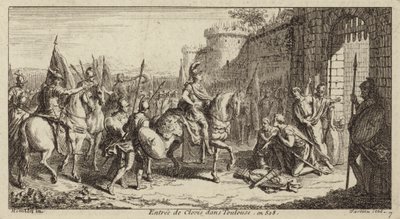 Clovis I, frankernas kung, går in i Toulouse efter att ha besegrat visigoterna, 508 av French School