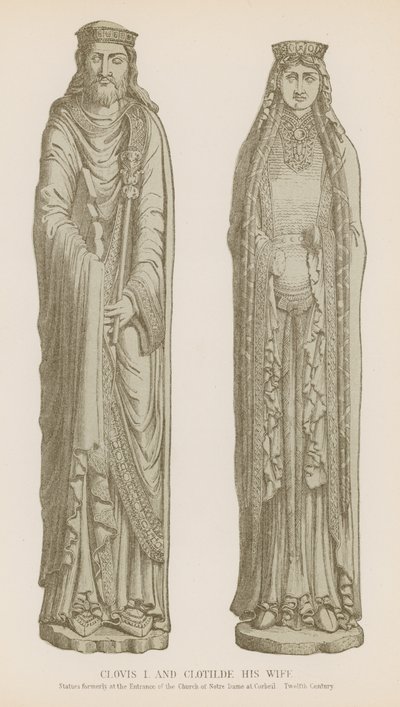 Clovis I och Clotilde hans fru av French School