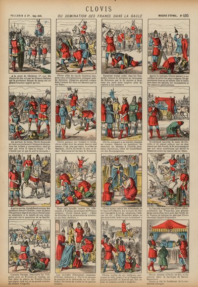 Clovis I och frankernas dominans i Gallien (färgad gravyr) av French School
