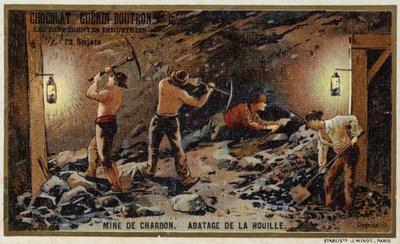 Kolgruva. Att hugga kol vid kolytan (chromolitho) av French School