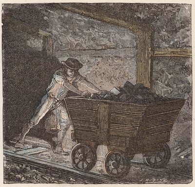 Kolbrytning (färgad gravyr) av French School