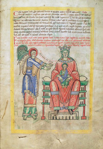 Torsk. Gulf. 1 Gud. lat. (9r), Madonna och barn, från Liber Floridus av Lambert de Saint-Omer c.1120 av French School