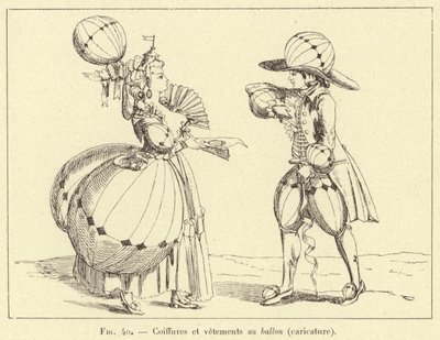 Ballongfrisyrer och kläder (karikatyr) (gravyr) av French School