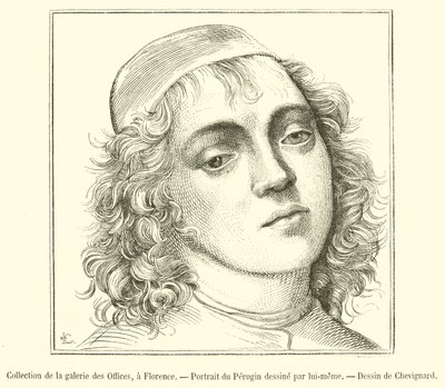 Samling av Uffizierna, Florens, Porträtt av Perugin (gravyr) av French School
