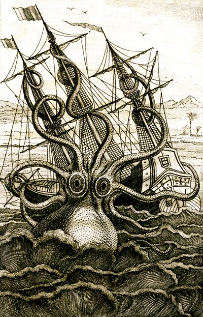 Kolossal bläckfisk, ca 1802 (gravyr) av French School