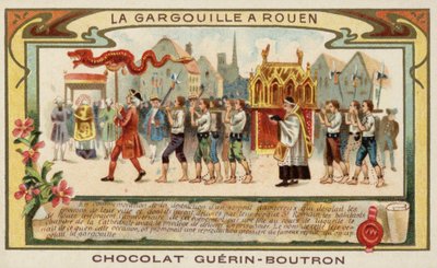 Till minne av befrielsen av Rouen från Gargouille av St Romanus (chromolitho) av French School