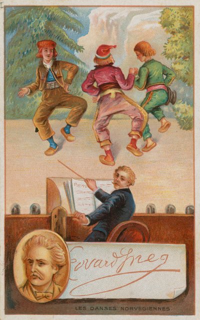 Kompositören Edvard Grieg och Norska danser av French School