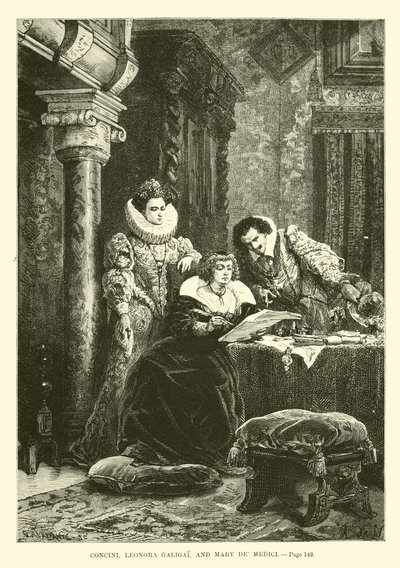 Concini, Leonora Galigai och Mary de Medici av French School