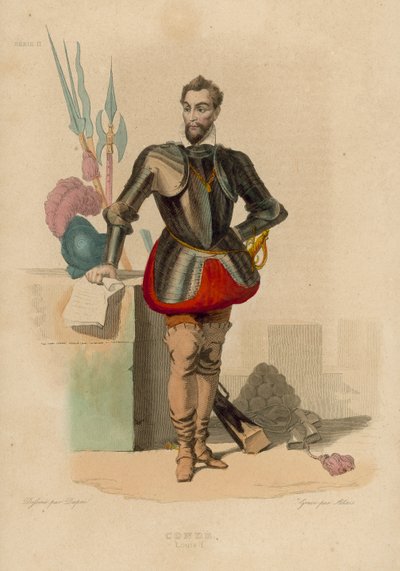 Conde, Louis I (färgad gravyr) av French School