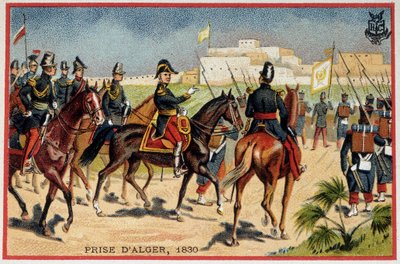 Erövringen av Algeriet: Maréchal de Bourmont (Louis Auguste, greve av Bourmont) (1773-1846) vid intagandet av Alger av French School