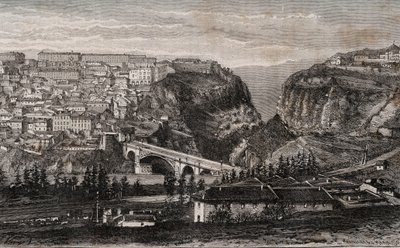 Constantine (Algeriet) - gravyr i "" La France illustree: geografi, historia, statistisk administration"" av V.A. Malt-brunt. 1884 av French School