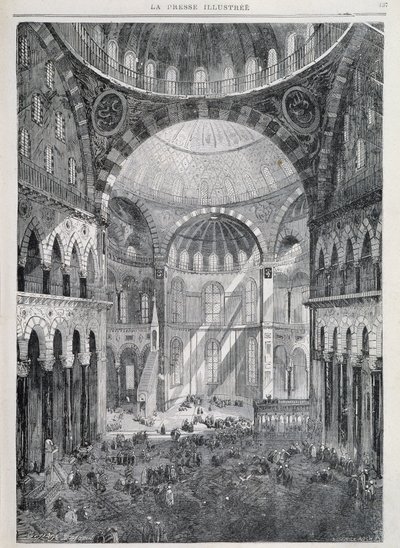 Konstantinopel: Hagia Sofia-moskén - i "" La Presse Illustrée", dec. 1869 av French School