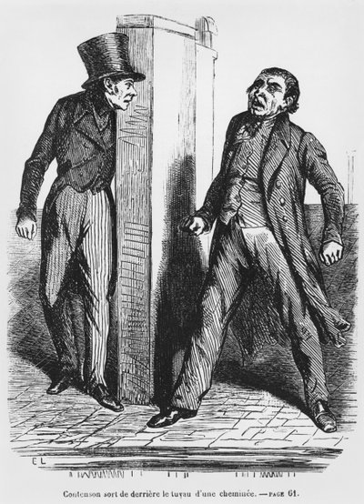 Contenson och Vautrin, illustration från Splendeurs et Miseres des Courtisanes av Honore de Balzac, publicerad 1867 av French School