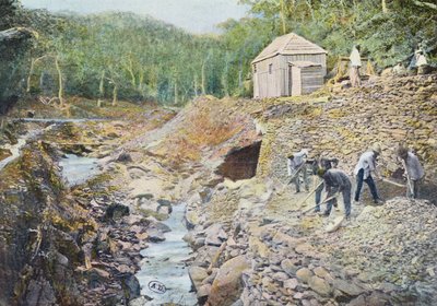 Kopparbrytning i Nya Kaledonien, graverad av Gillot, sent 1800-tal av French School