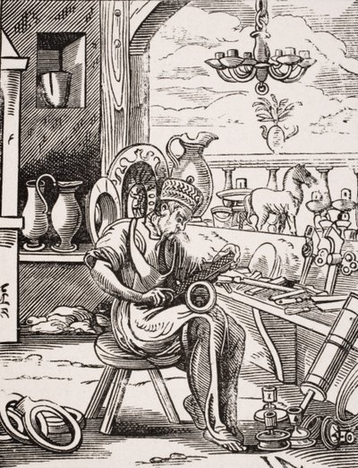 Kopparsmed, reproduktion av ett träsnitt av Jost Amman (1539-91) från 