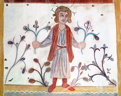 Kopia av ett medeltida original föreställande april, från Månadernas ockupationer, från Chapelle de Pritz, Laval av French School