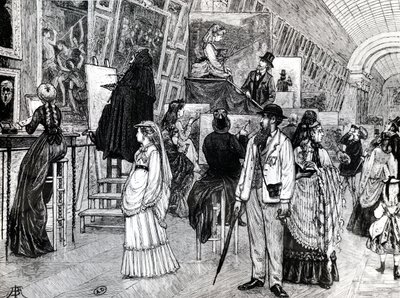 Kopister i Grande Galerie of Louvren, ca 1880 av French School